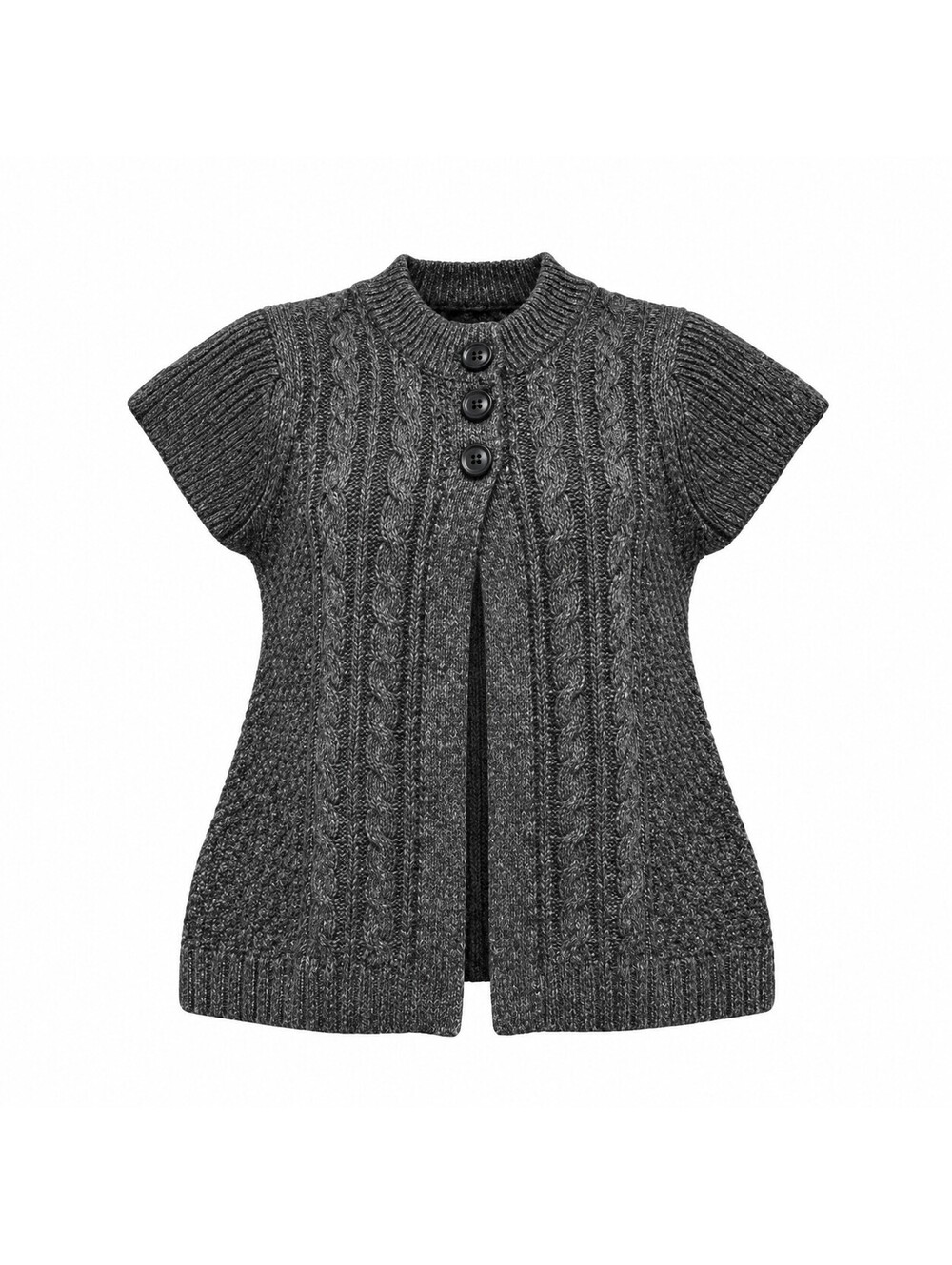 Sonoma Life + Style Cozy Fall Gray Short Sleeve Cable Knit Cardigan Sweater XXL